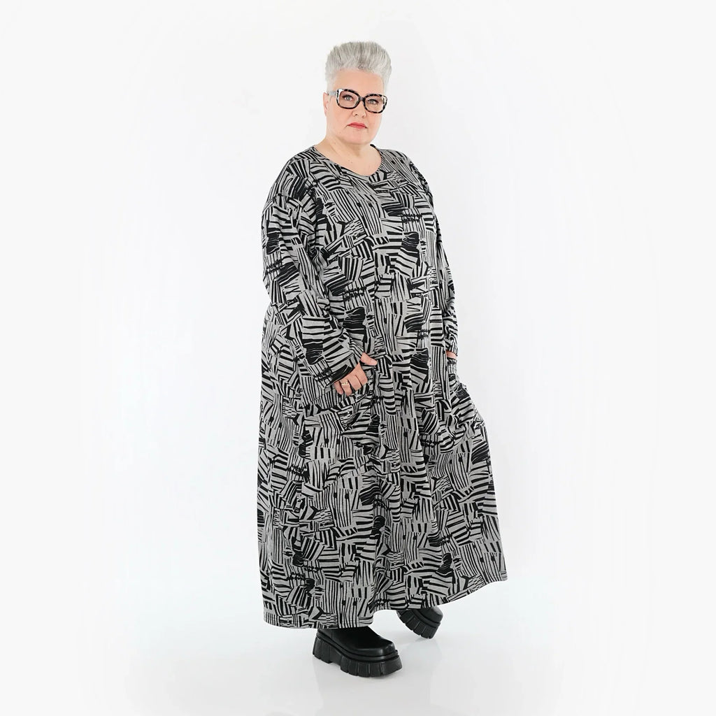 AKH Premium 7137 Kleid, Grau-Schwarz