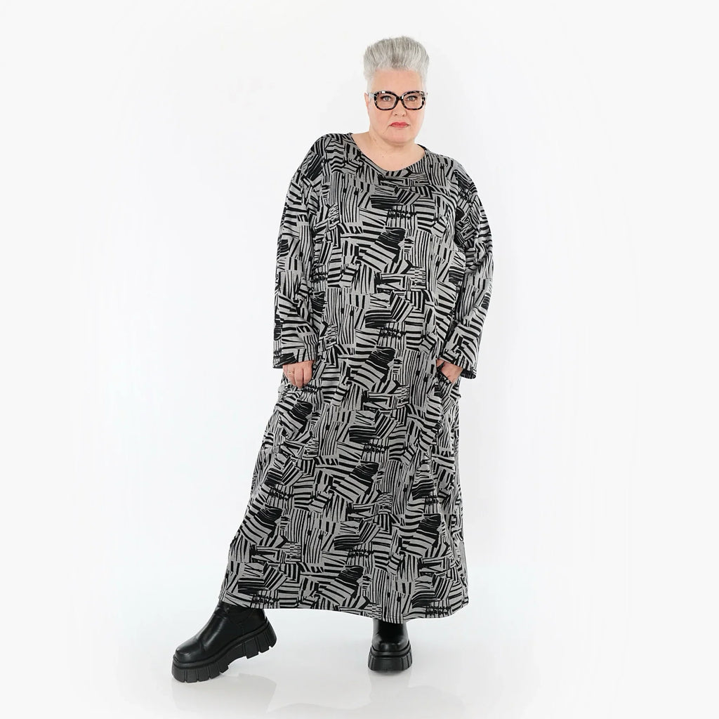 AKH Premium 7137 Kleid, Grau-Schwarz