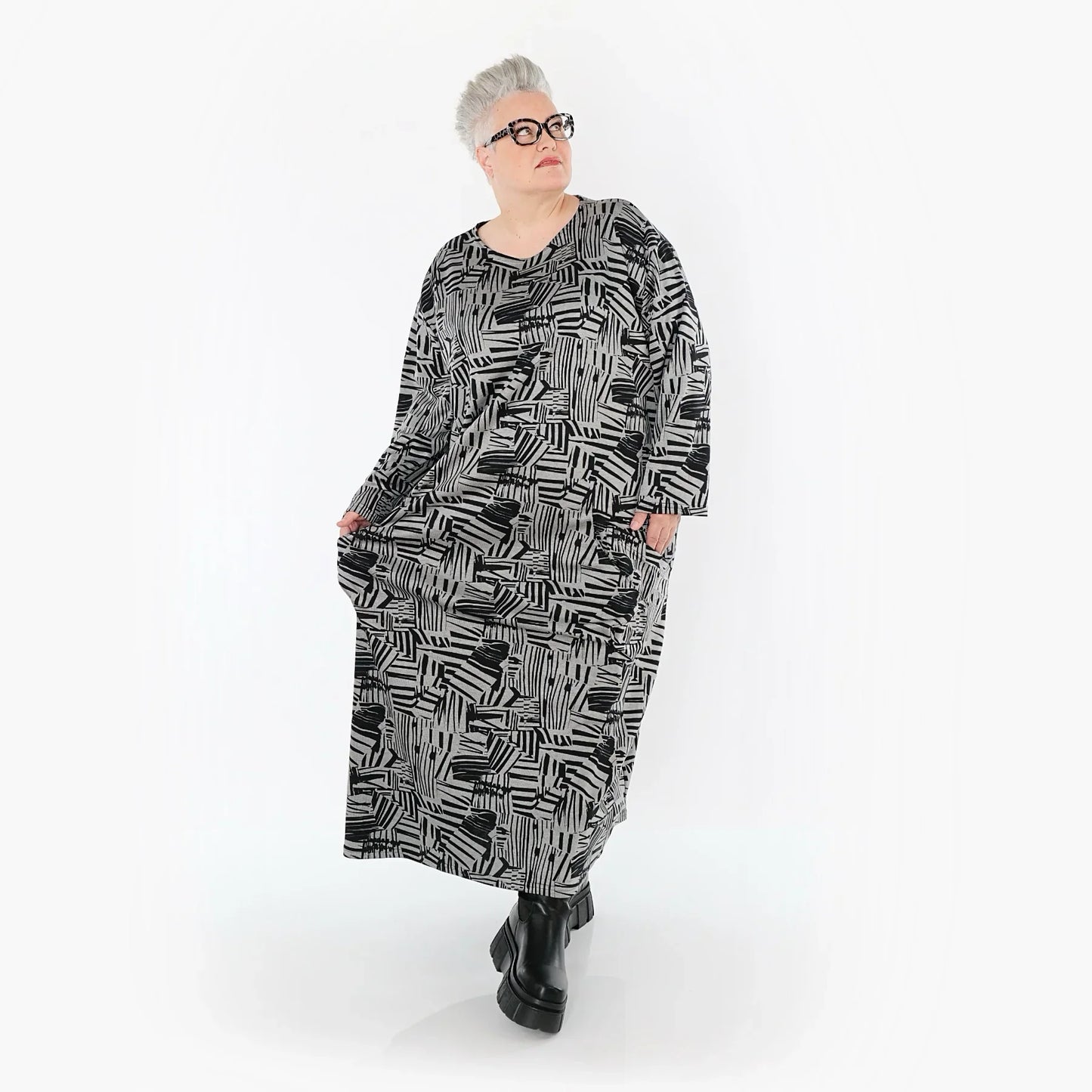 AKH Premium 7137 Dress, Grey-Black