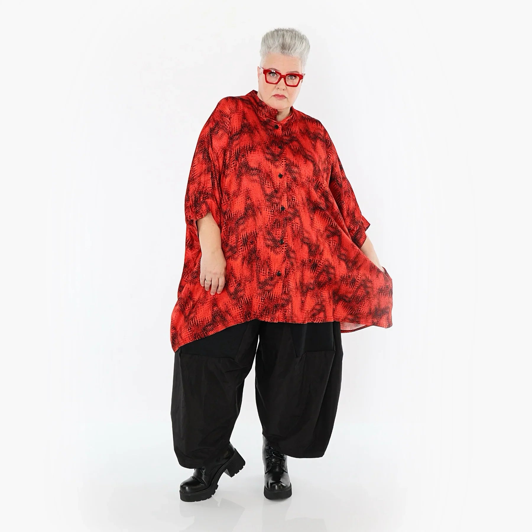 AKH Premium 7116 Blouse, Rouge-Noir