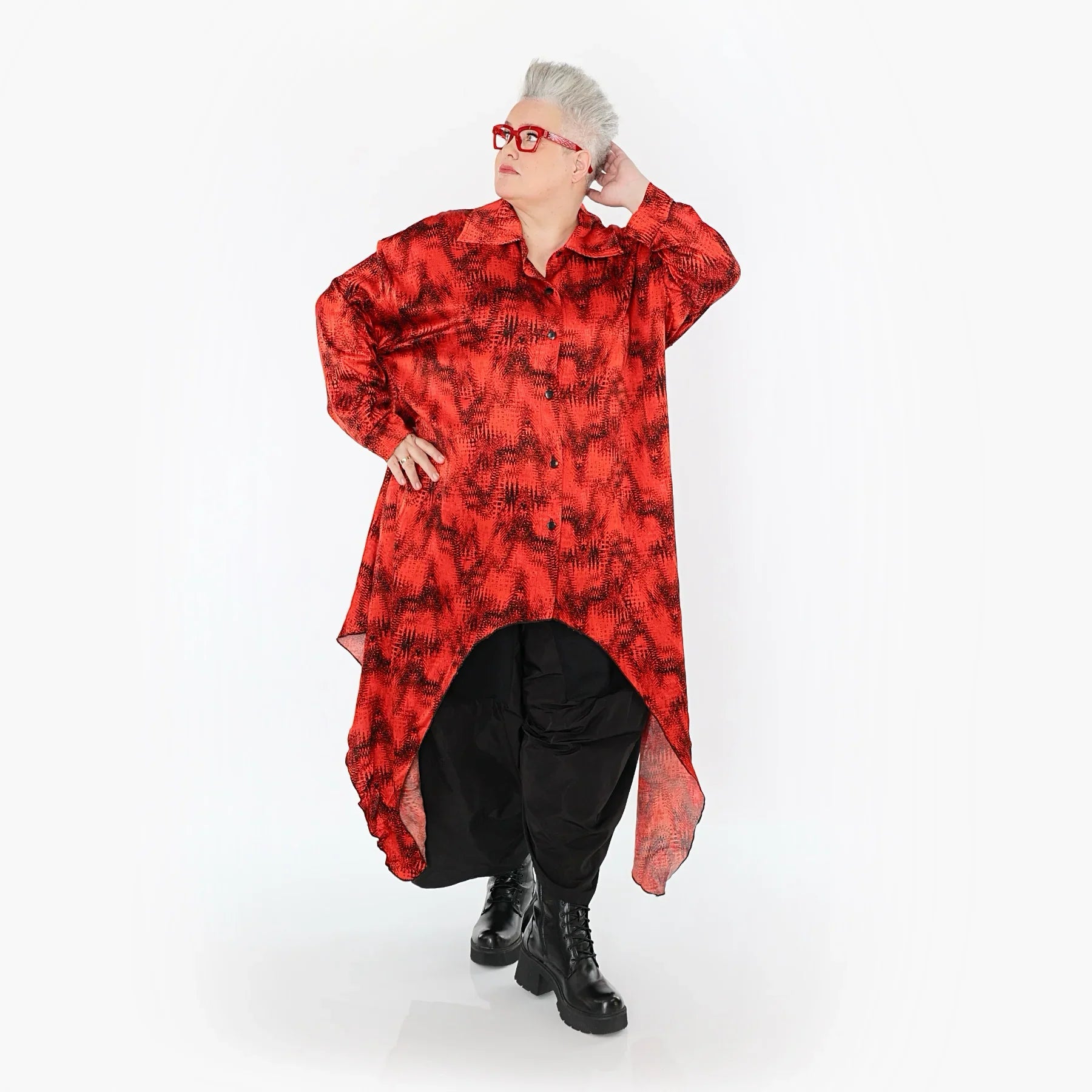 AKH Premium 7135 Blouse, Rouge-Noir
