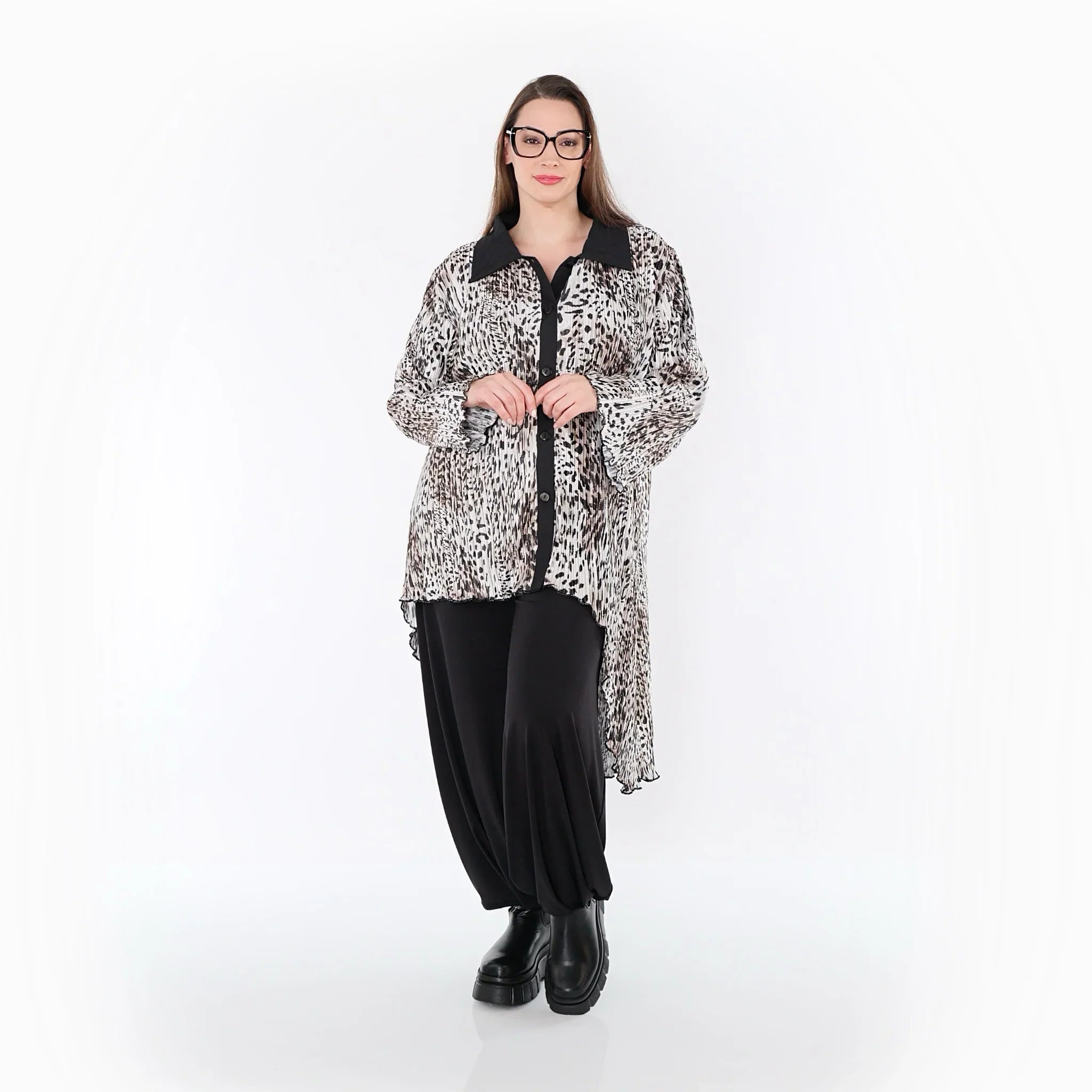 Chemisier AKH Premium 7149, écru-marron-noir