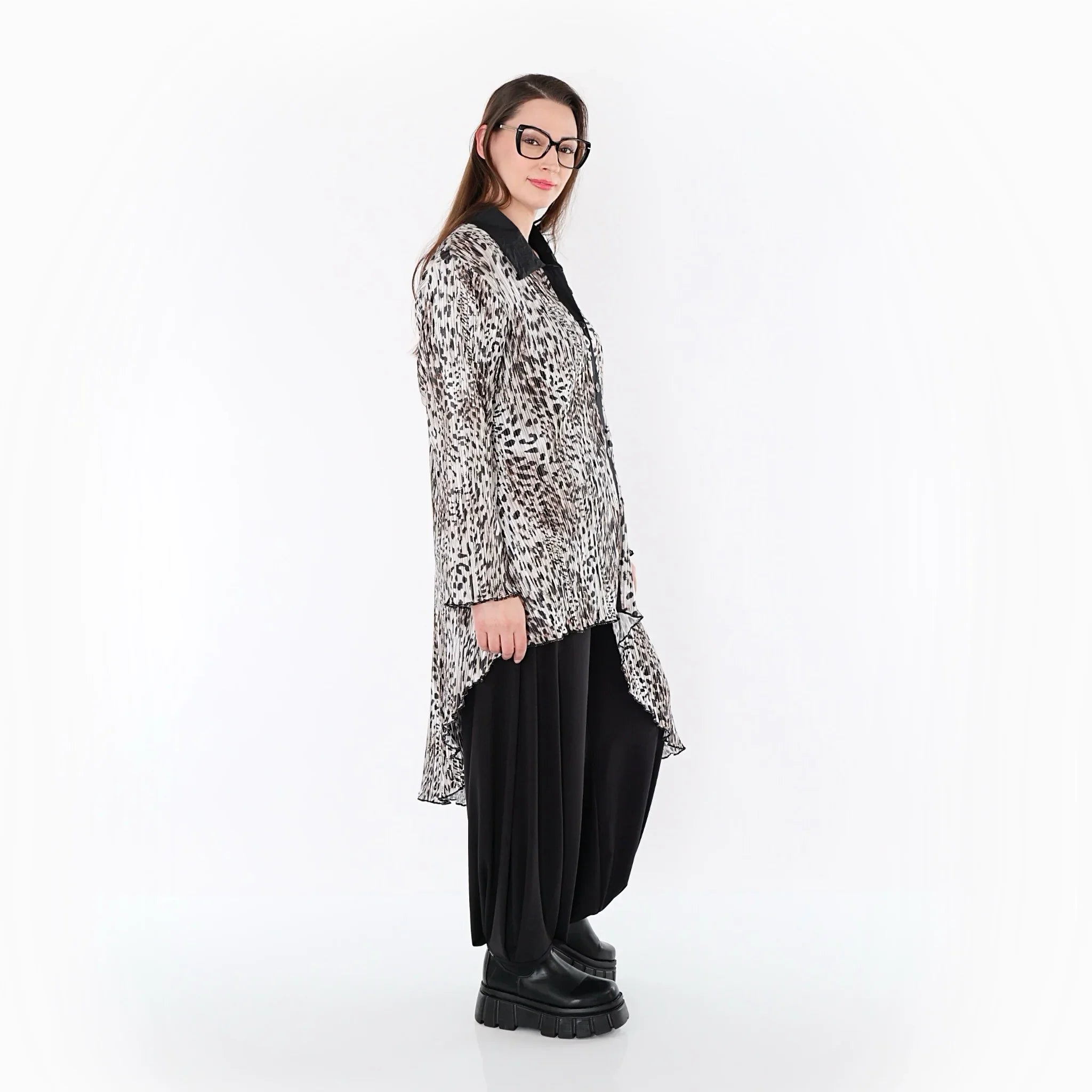 Chemisier AKH Premium 7149, écru-marron-noir