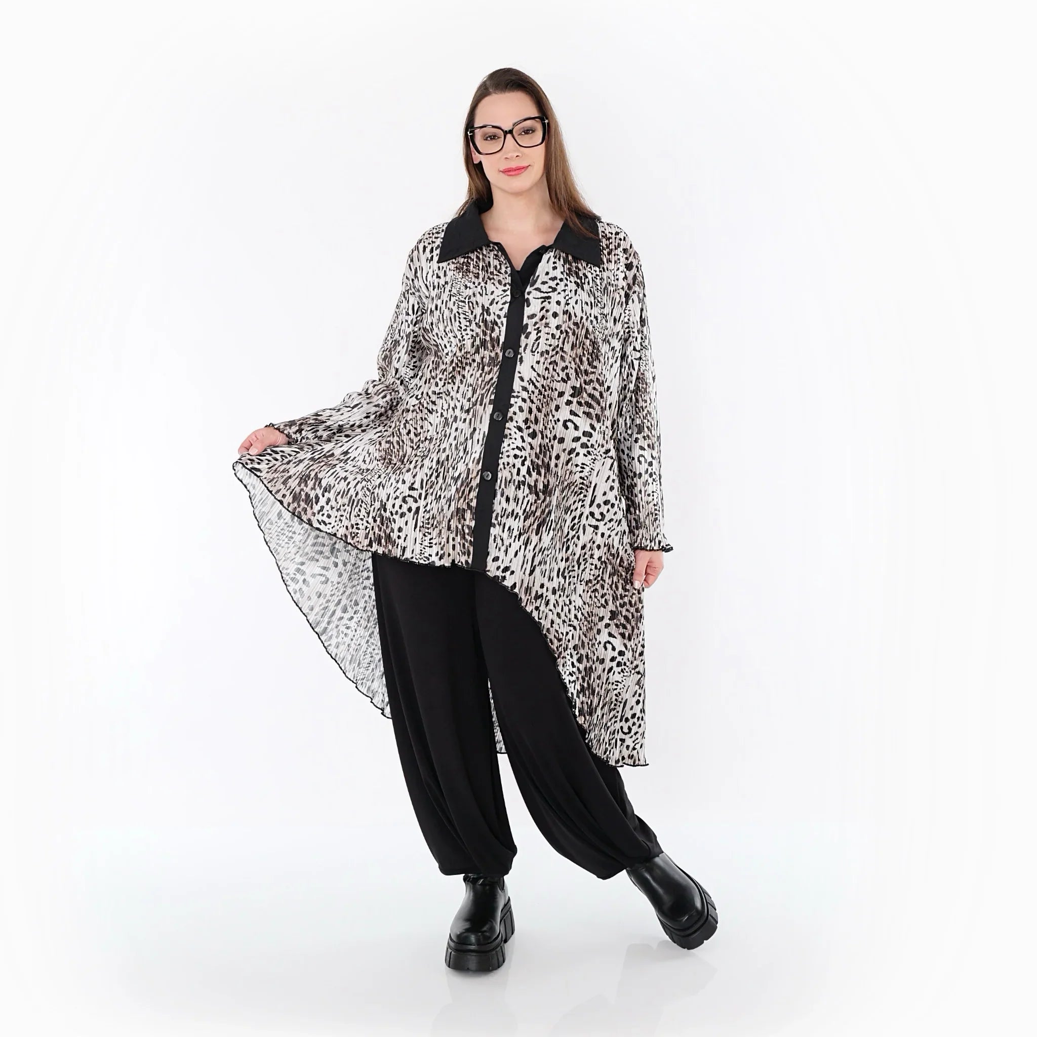 Chemisier AKH Premium 7149, écru-marron-noir