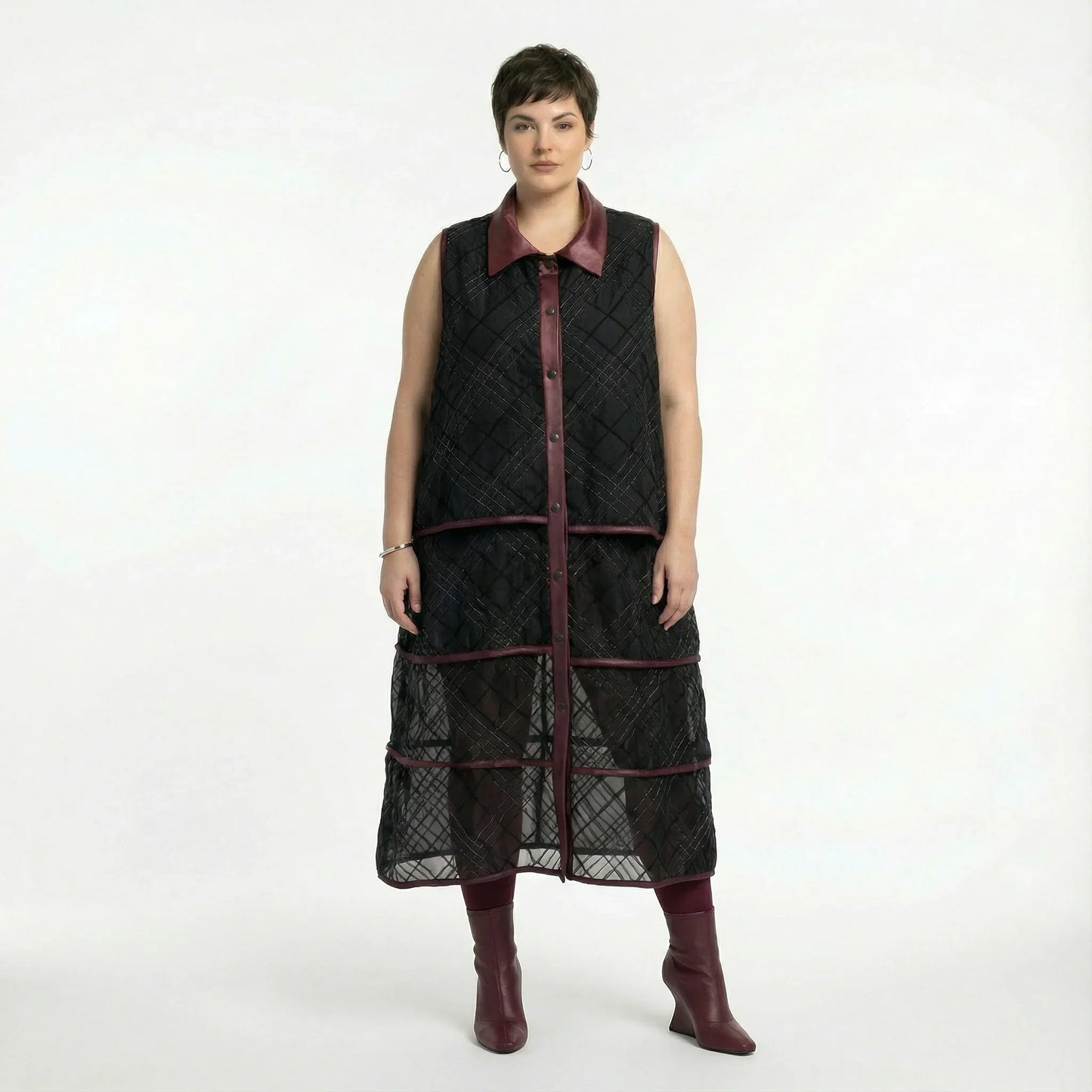 AKH Premium 7120 Weste, Weinrot-Silber