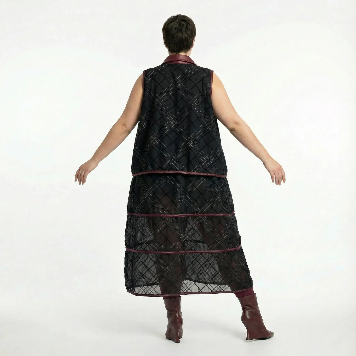 AKH Premium 7120 Weste, Weinrot-Silber