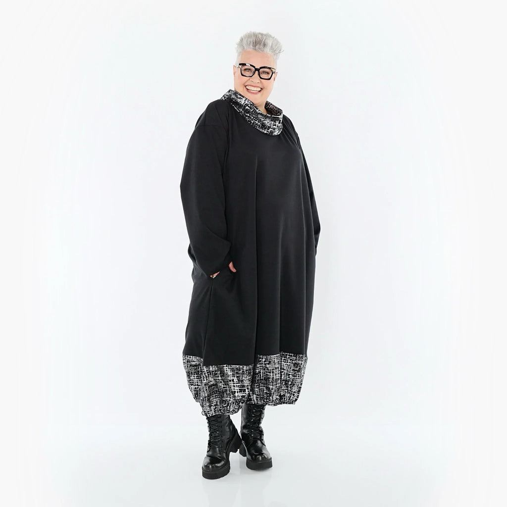 AKH Premium 7156 Robe, Noir-Argent