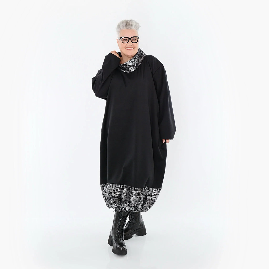AKH Premium 7156 Robe, Noir-Argent