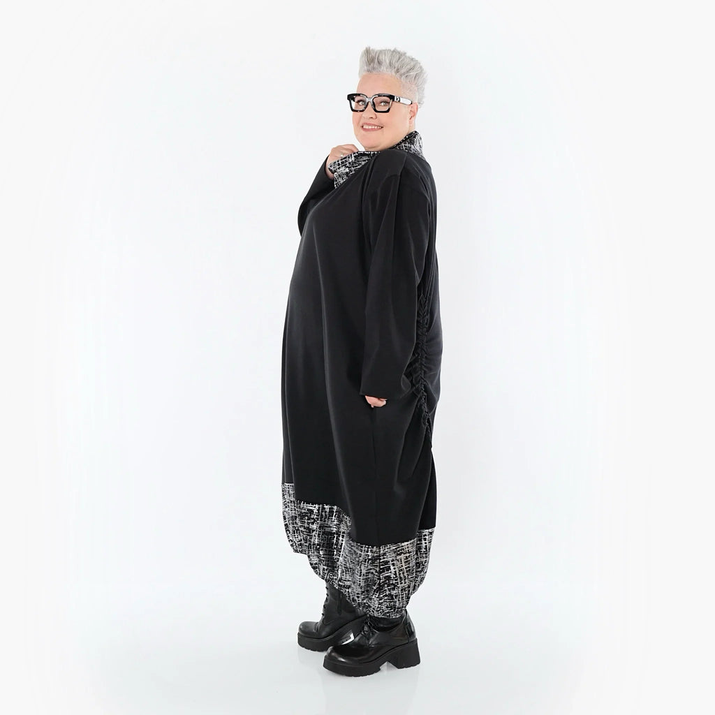 AKH Premium 7156 Robe, Noir-Argent