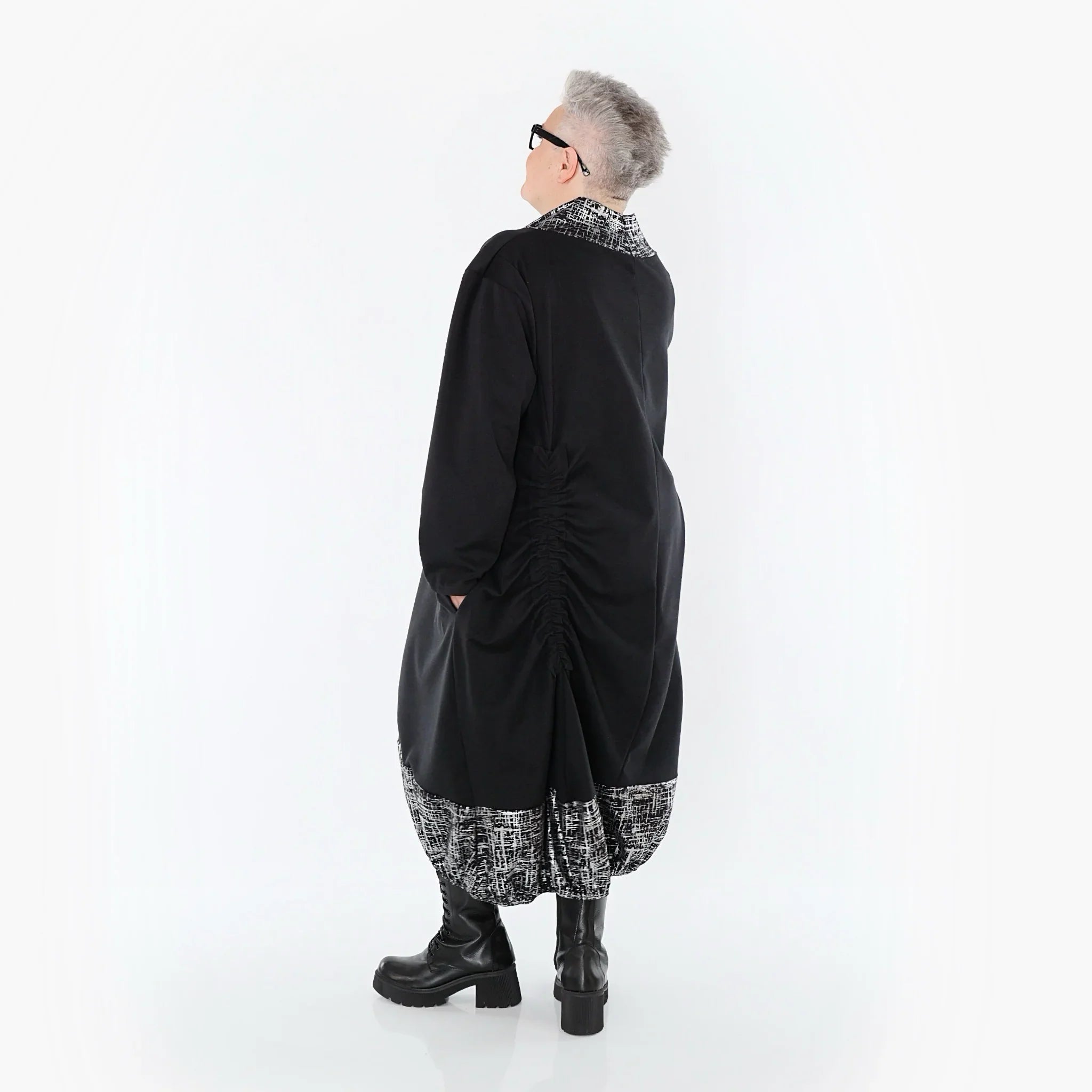 AKH Premium 7156 Robe, Noir-Argent