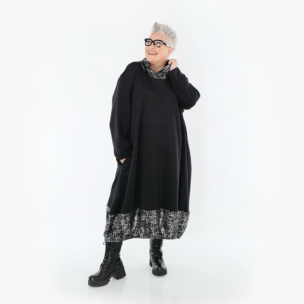 AKH Premium 7156 Robe, Noir-Argent