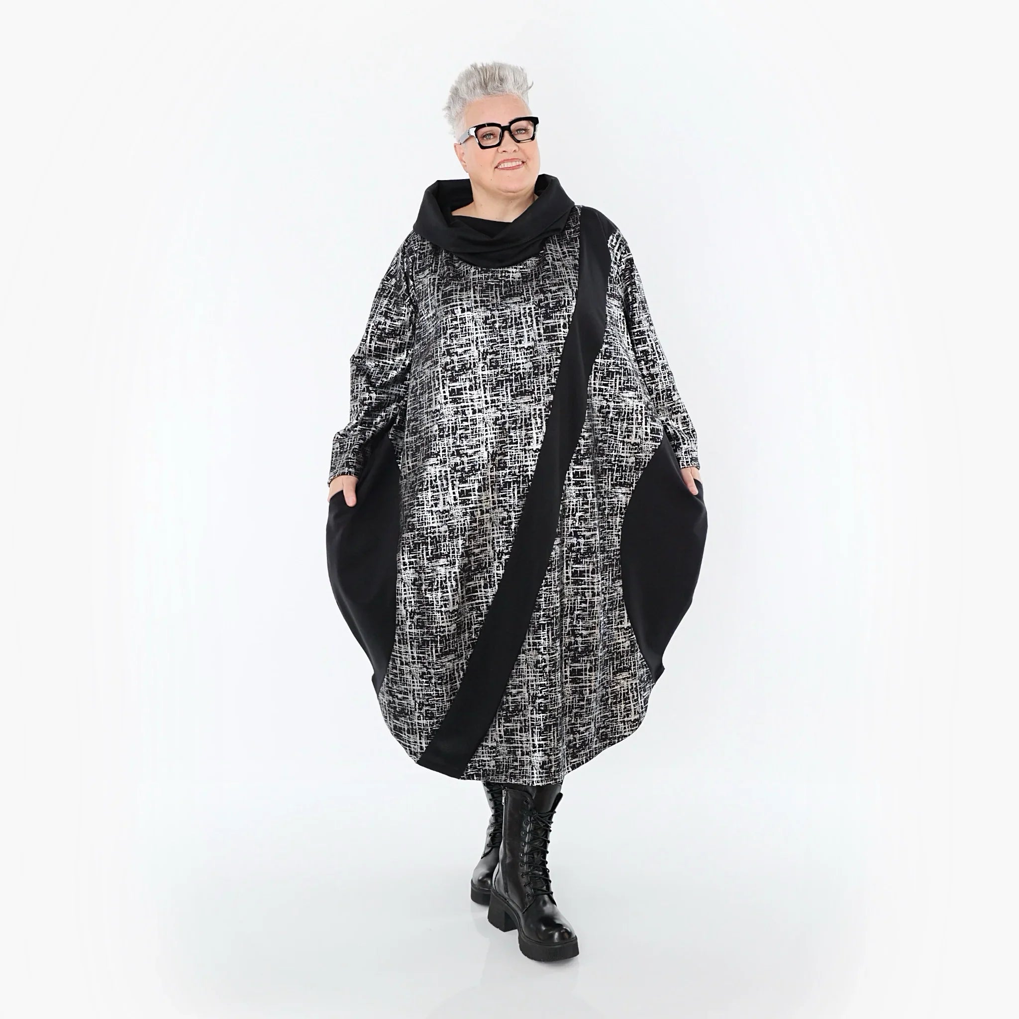 AKH Premium 7158 Robe, Noir-Argent