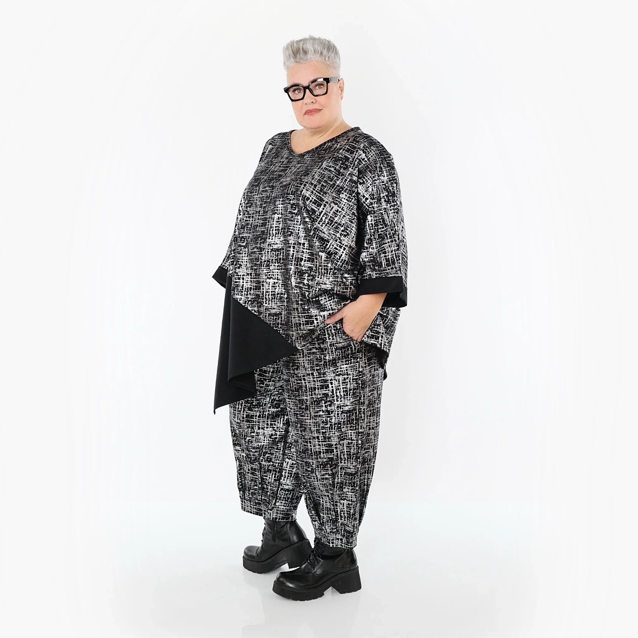 AKH Premium 7159 Grande chemise, Noir-Argent