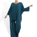Transitional big shirt in a boxy shape made of smooth Slinky quality, Nico in petrol