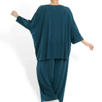 Transitional big shirt in a boxy shape made of smooth Slinky quality, Nico in petrol