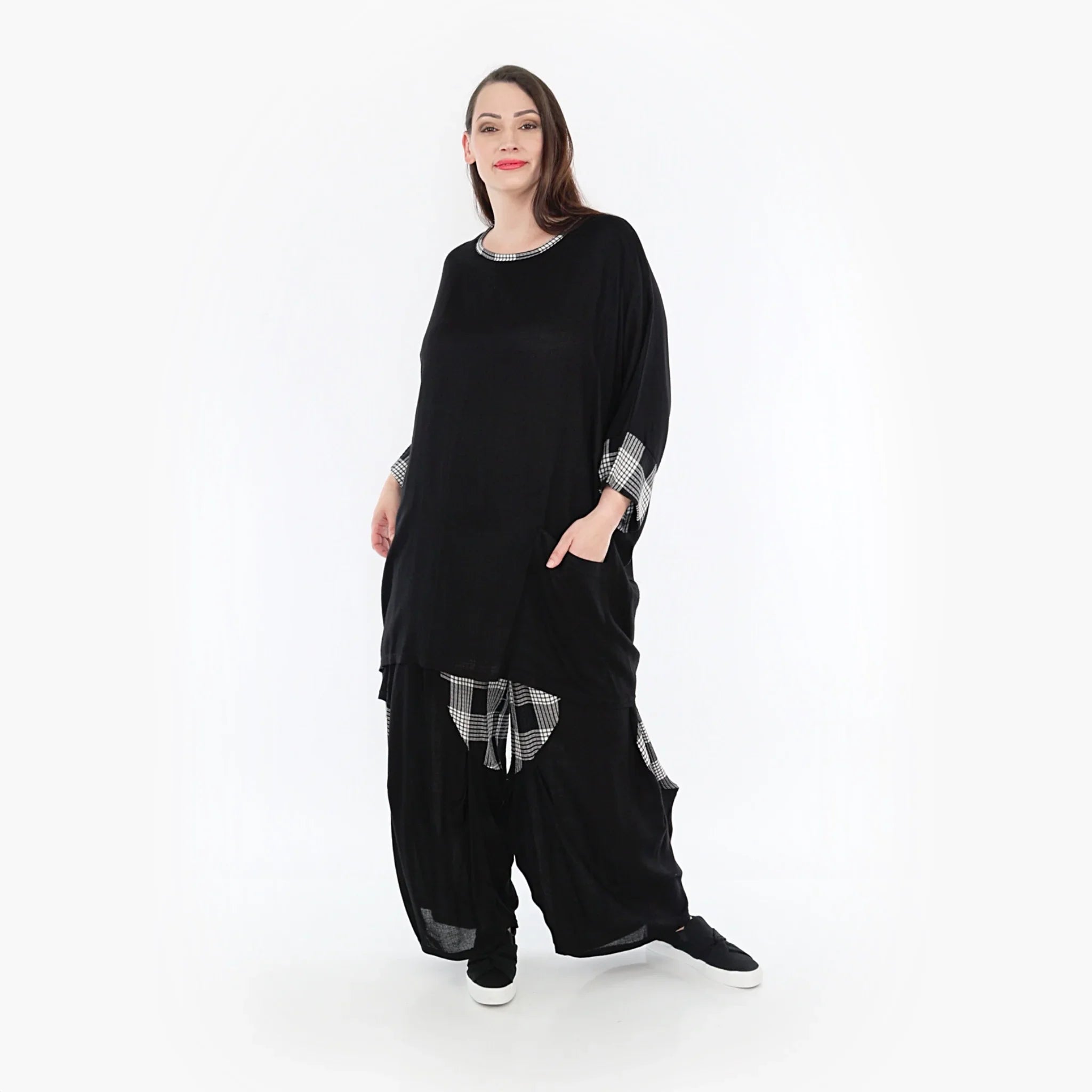 AKH Fashion Shirt 6925 Frida, Schwarz/Grau/Weiß