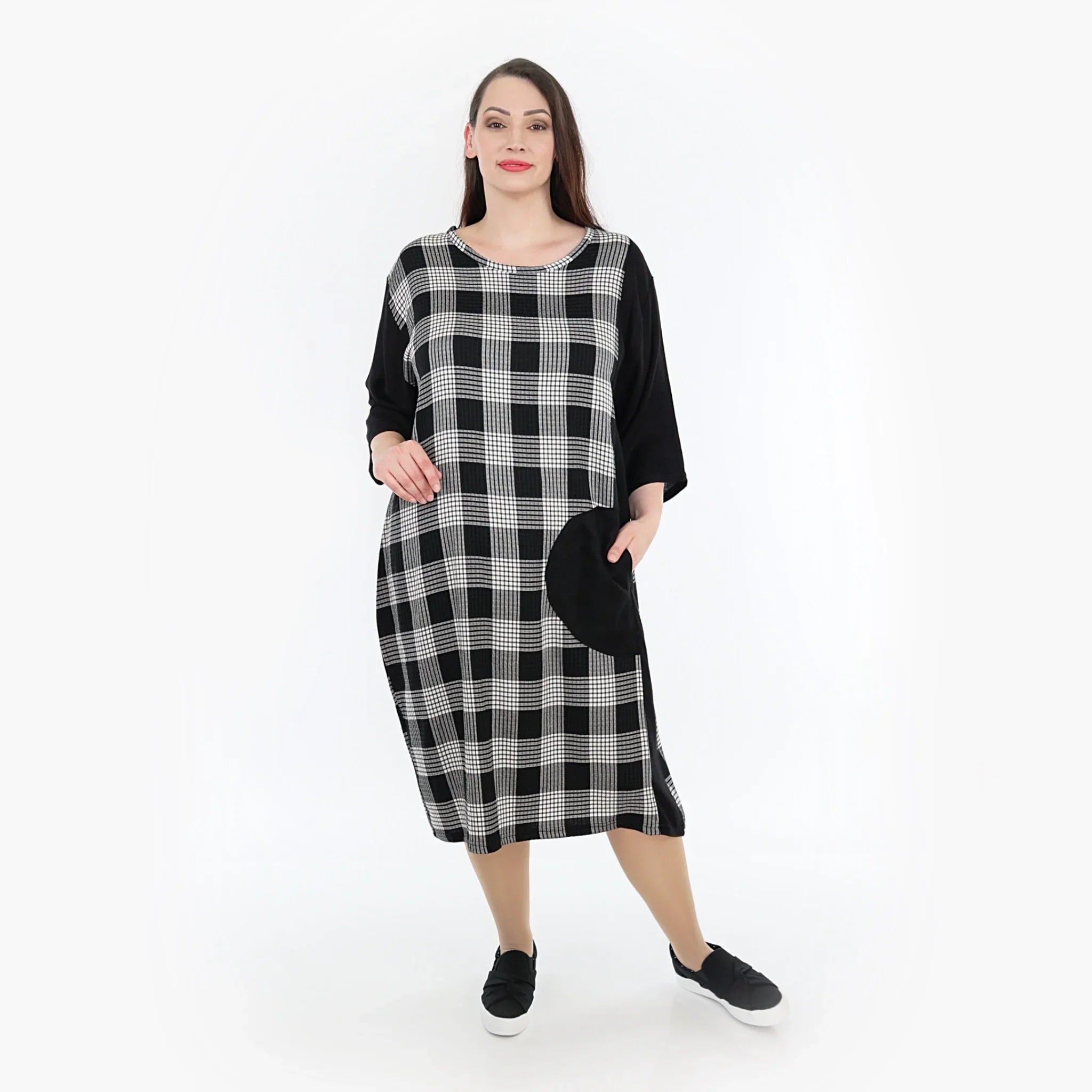 AKH Fashion Kleid 6943 Frida, Grau/Weiß/Schwarz