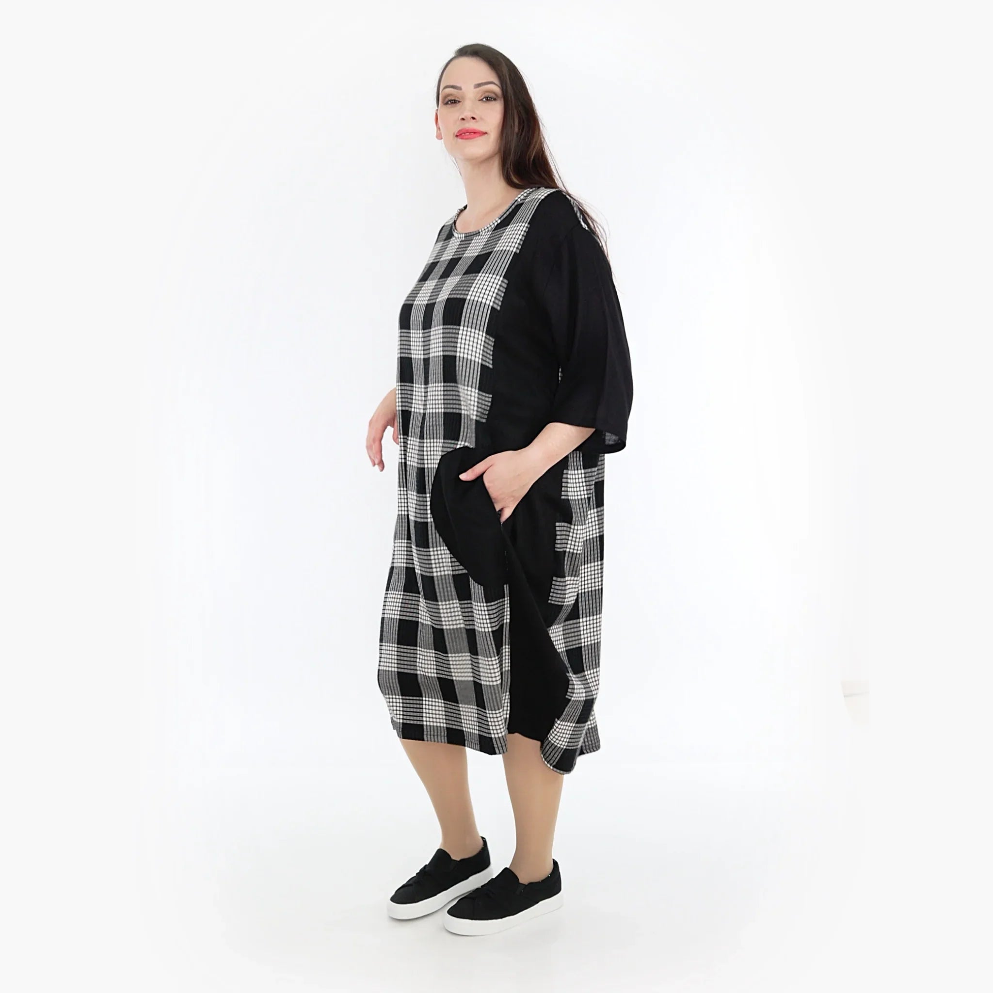 AKH Fashion Kleid 6943 Frida, Grau/Weiß/Schwarz