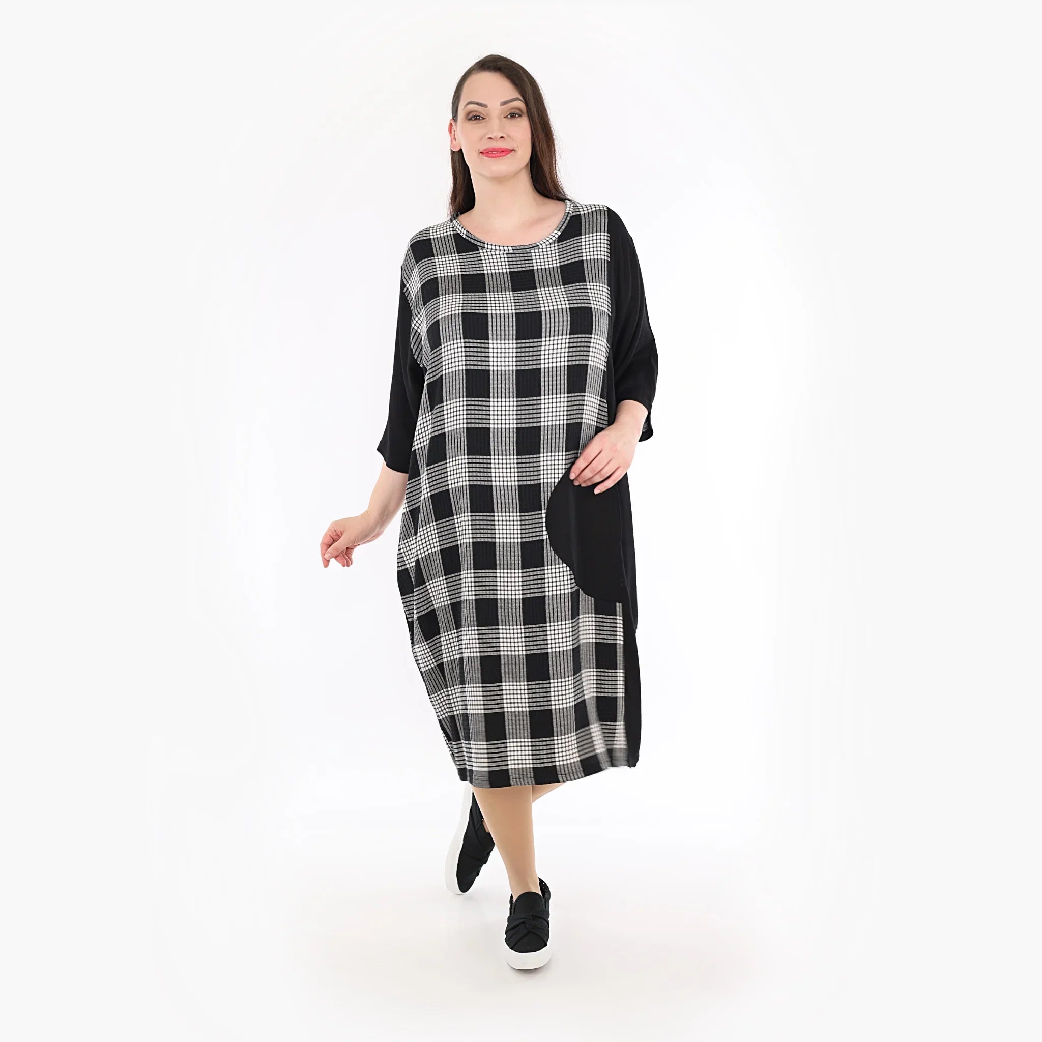 AKH Fashion Kleid 6943 Frida, Grau/Weiß/Schwarz
