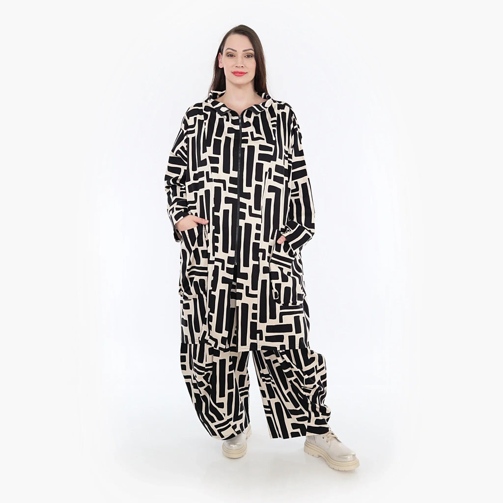 AKH 2276 Coat, Black-Ecru