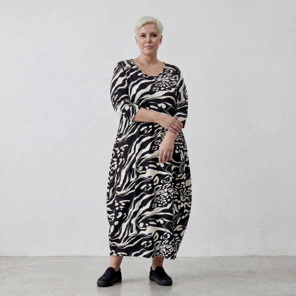AKH 1926 Dress, Black-Ecru