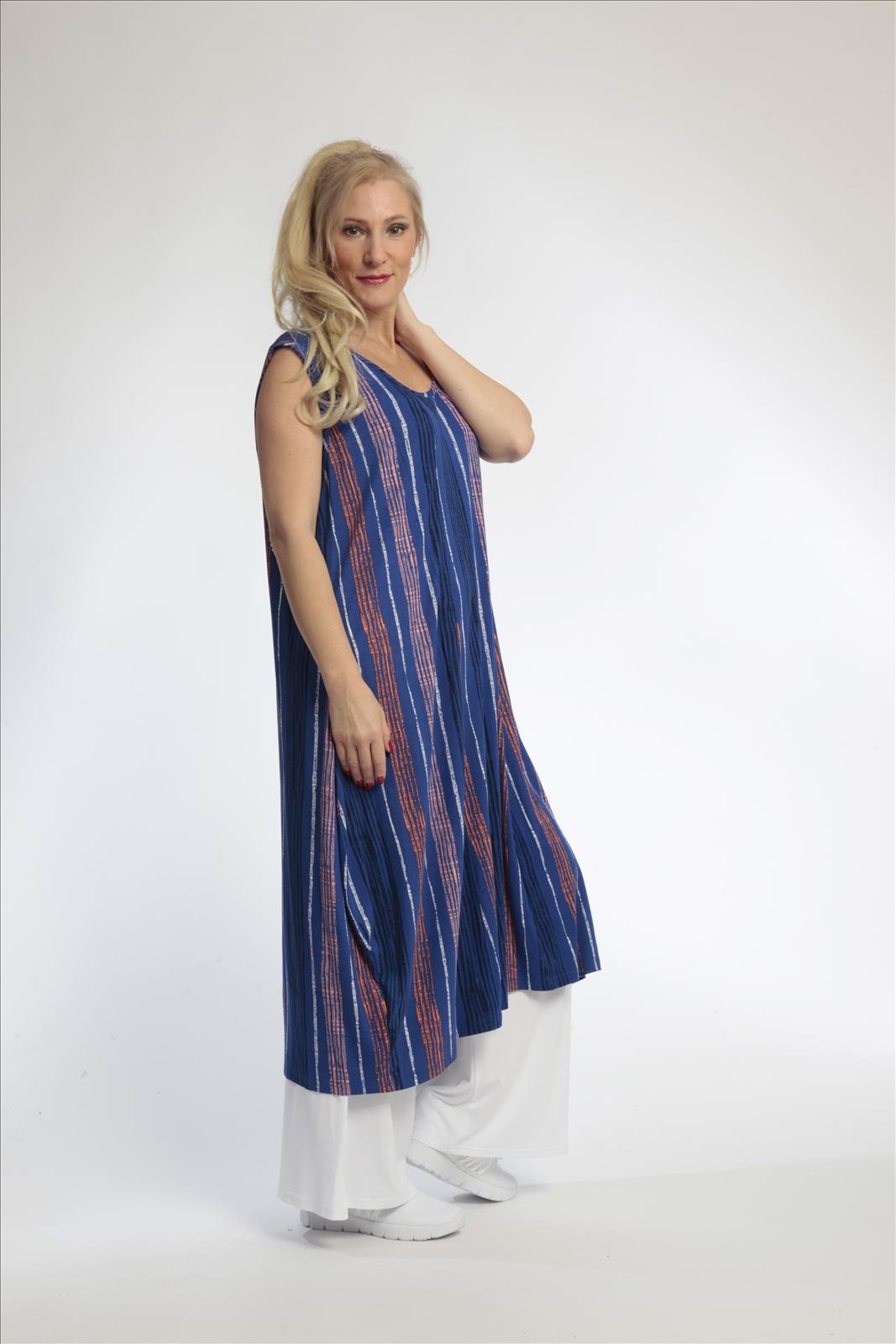 Sommer Kleid in Ballon Form aus weicher Jersey Qualität, Florida in Royalblau-Multi