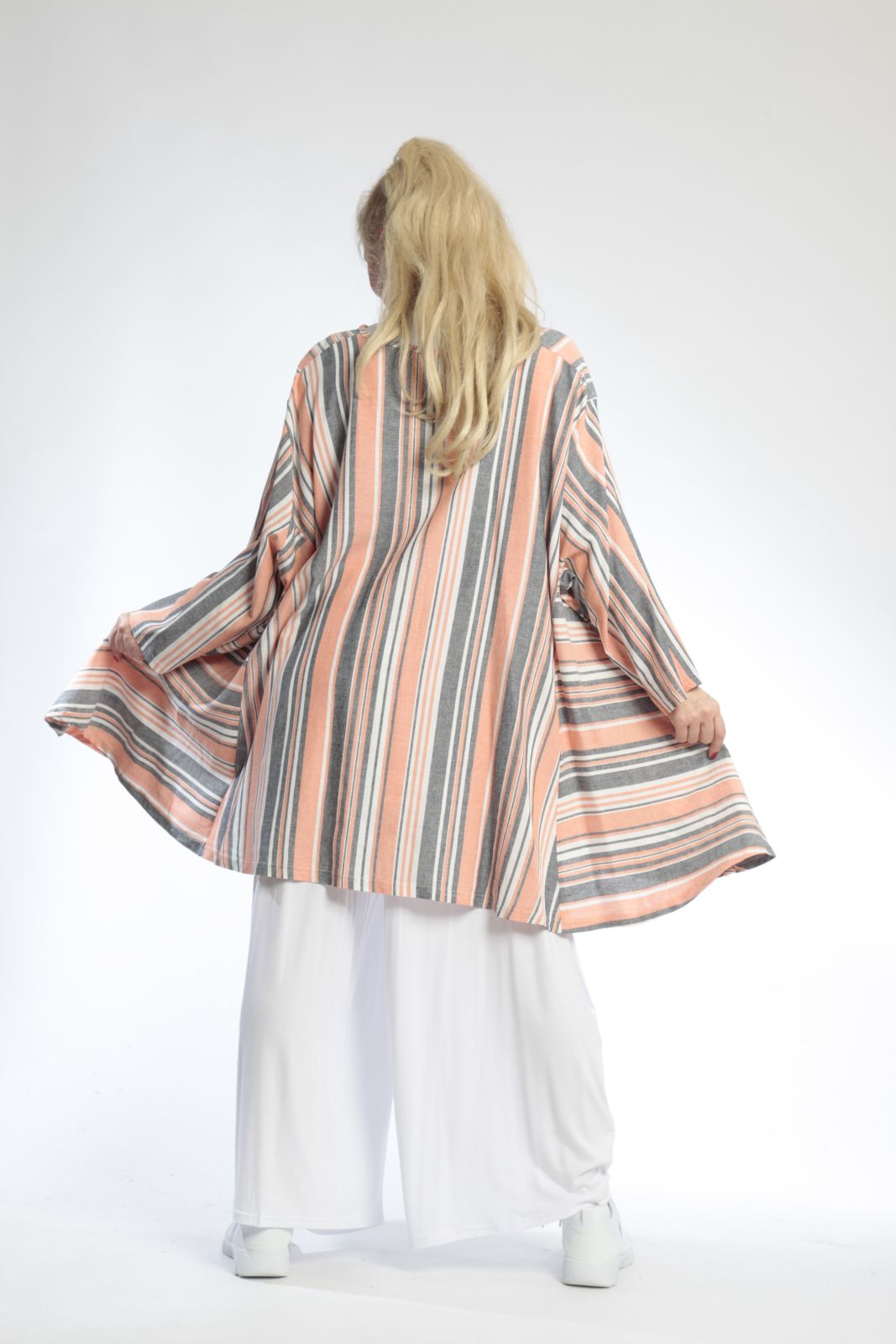 Summer big shirt in A-shape made of airy linen look quality, Candy in orange