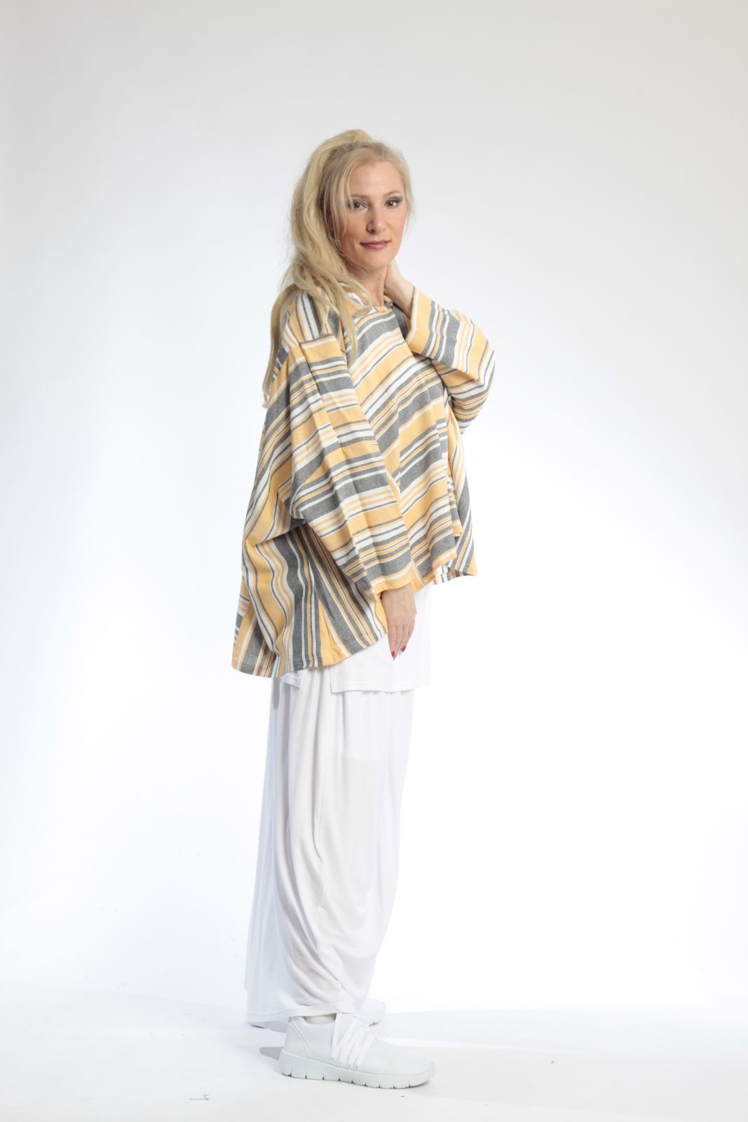 Summer big shirt in a boxy shape made of airy linen look quality, Candy in yellow