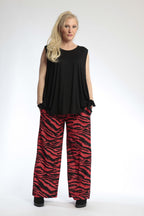 Summer trousers in a straight shape made of airy poplin quality, Lino in red-black