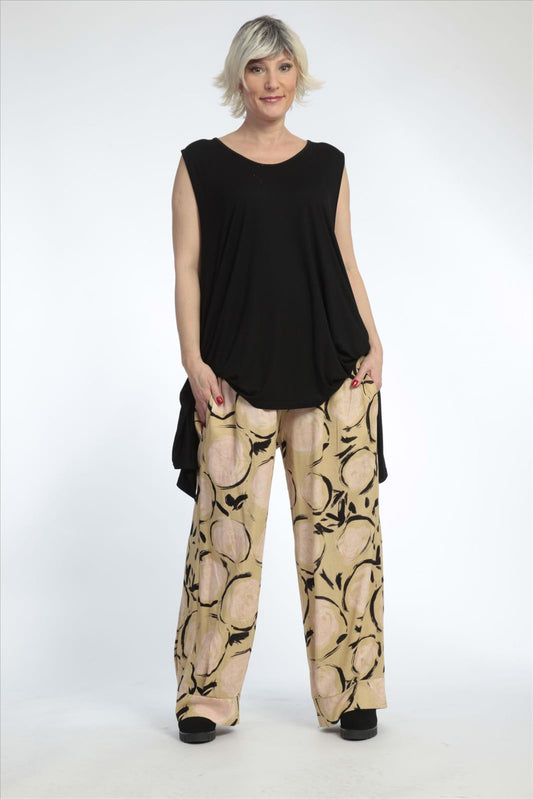 Summer trousers in a straight shape made of linen look quality, cotta in apricot-multi