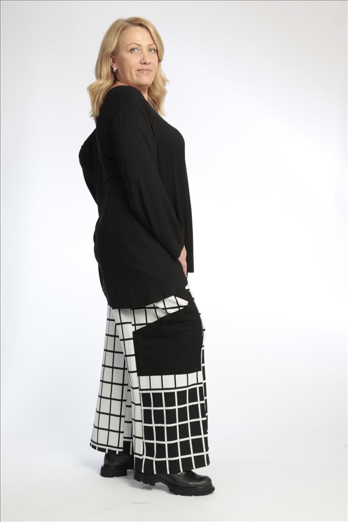 Winter trousers in a straight shape made of smooth jacquard quality, Shadow in black and off-white