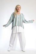 Summer jacket in a rounded shape made of airy linen look quality, Candy in turquoise