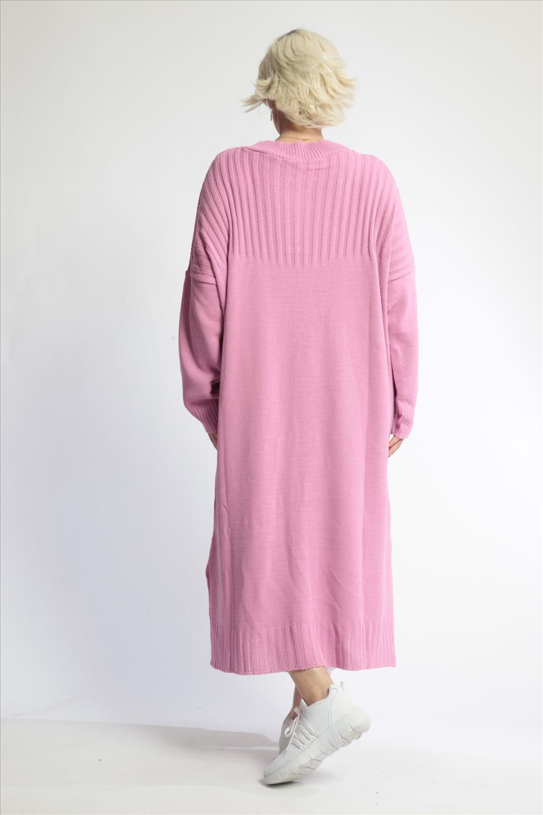 Alltags Kleid in gerader Form aus feiner Strick Qualität, Strick in Rosa