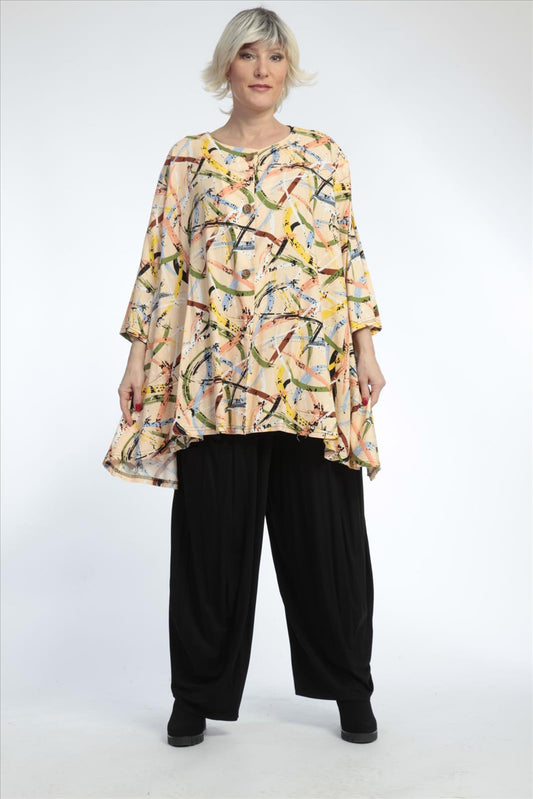 Summer jacket in A-shape made of linen look quality, Terra in apricot-multi