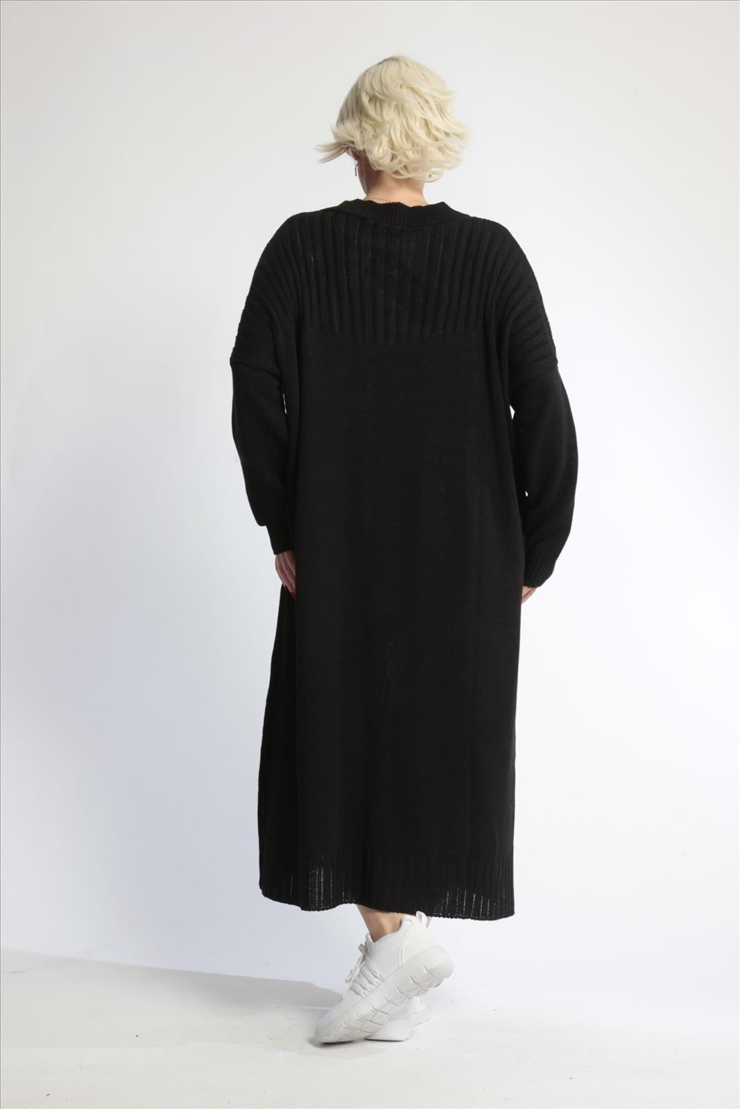 Alltags Kleid in gerader Form aus feiner Strick Qualität, Strick in Schwarz