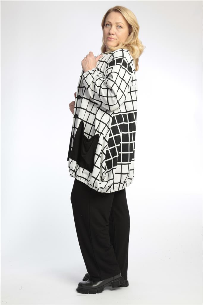 Winter jacket in balloon shape made of smooth jacquard quality, Shadow in black and off-white