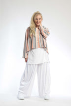 Summer jacket in a rounded shape made of airy linen look quality, Candy in orange