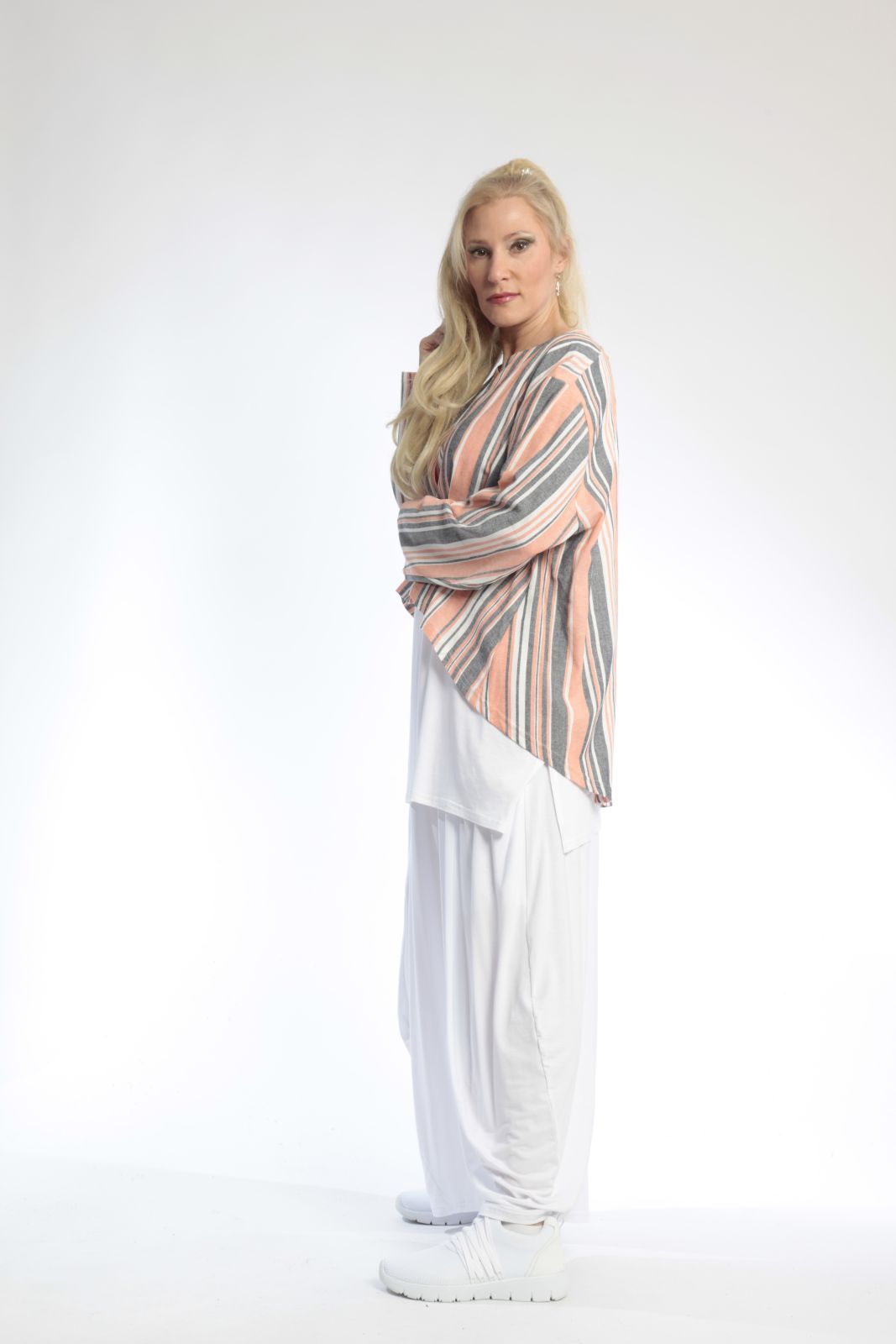 Summer jacket in a rounded shape made of airy linen look quality, Candy in orange