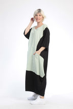 Summer dress in balloon shape made of airy poplin quality, Baali in black and light green