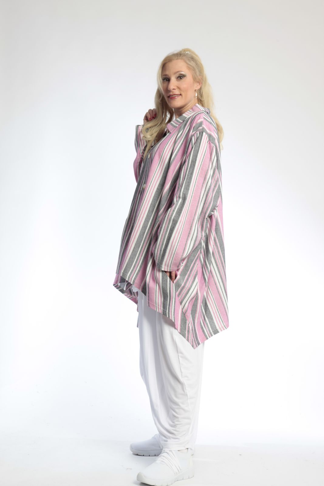 Summer jacket in mullet shape made of airy linen look quality, Candy in pink