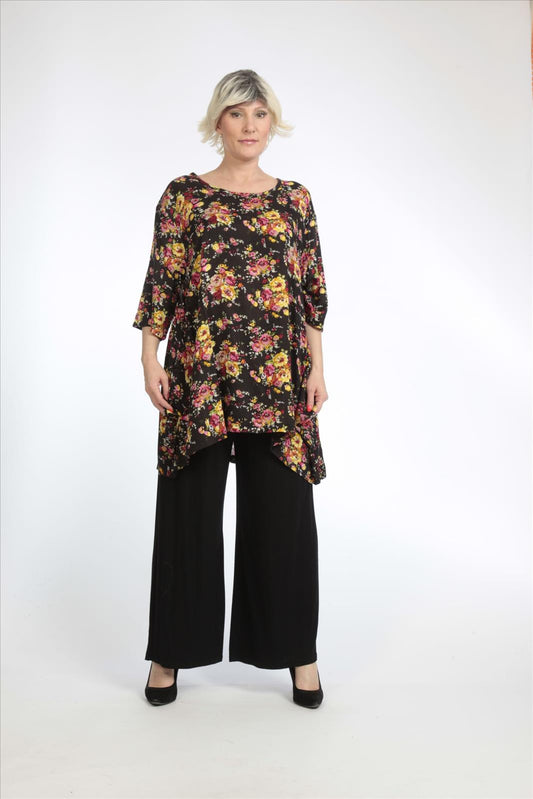 Summer shirt in A-shape made of poplin quality, black-multi