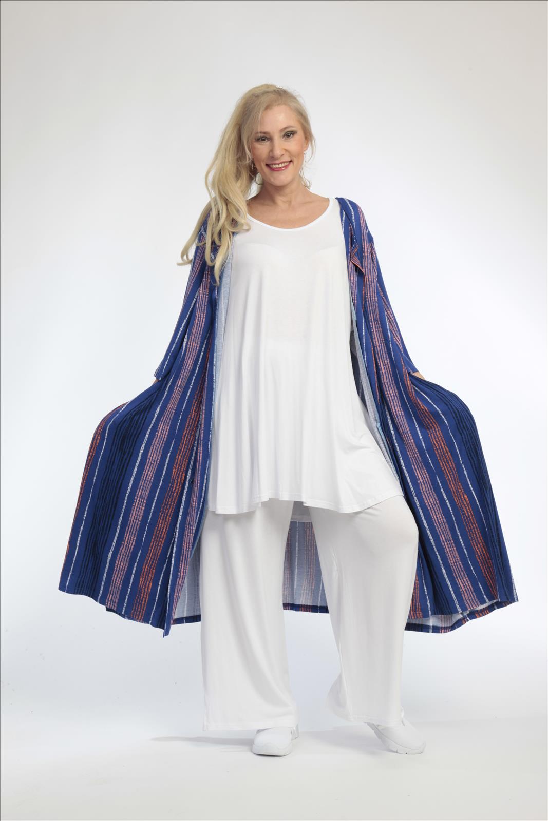 Veste d'été en forme de ballon en jersey doux de qualité, Floride en bleu royal-multicolore