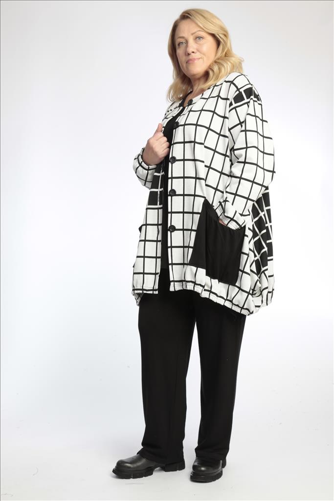 Winter jacket in balloon shape made of smooth jacquard quality, Shadow in black and off-white