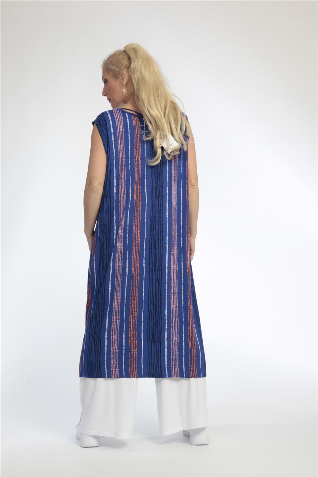 Sommer Kleid in Ballon Form aus weicher Jersey Qualität, Florida in Royalblau-Multi