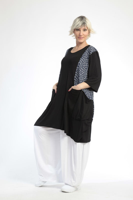 Summer shirt in balloon shape made of airy poplin quality, Baali in black and navy