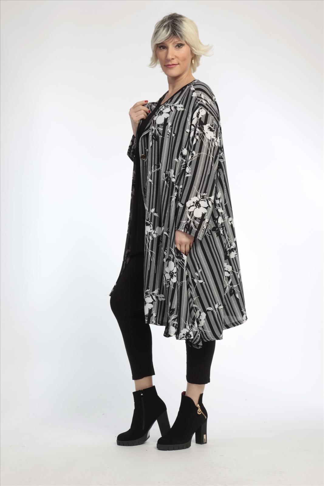 Sommer Jacke in  Form aus er Chiffon Qualität, Zera in Schwarz-Weiß