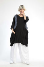Summer shirt in balloon shape made of airy poplin quality, Baali in black and navy