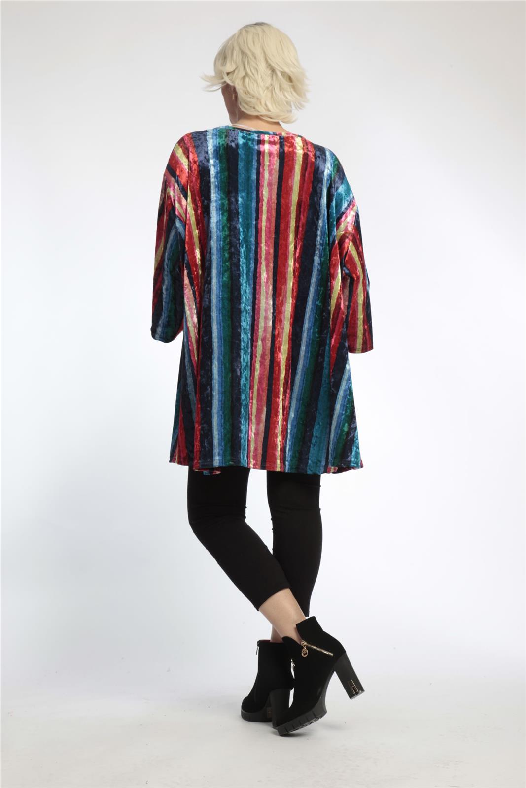 Summer big shirt in A-shape made of velor quality, Latte in multicolor