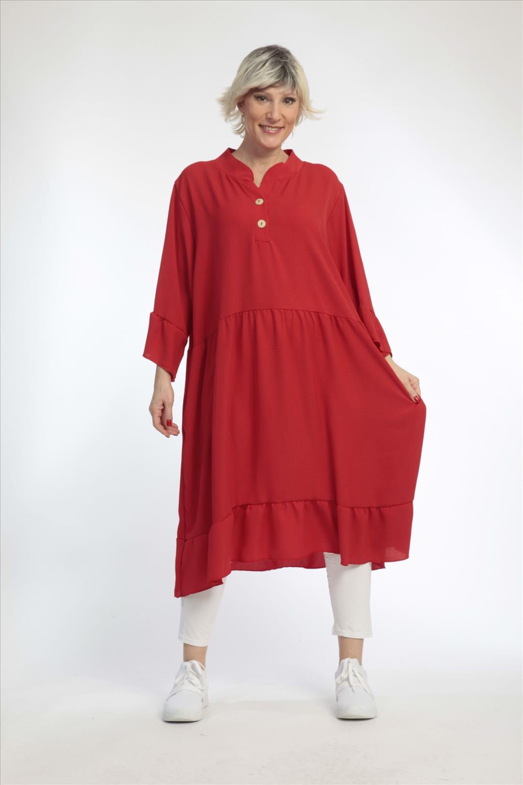 Sommer Kleid in gerader Form aus glatter Twill Qualität, Twill in Rot