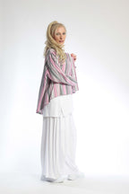 Summer jacket in a rounded shape made of airy linen look quality, Candy in pink